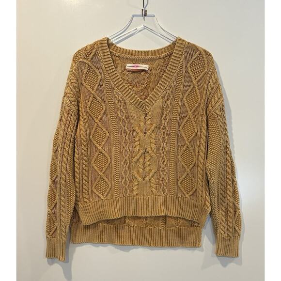 Pilcro Sweaters - Anthropologie Pilcro Cable Knit V-Neck Sweater Womens Size Small (1065)